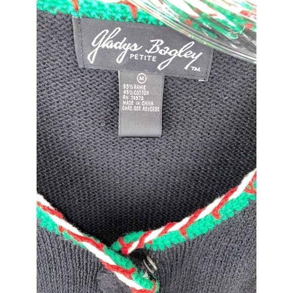Vtg GLADYS BAGLEY Sweater Cardigan Knit Christmas Santa Women’s Medium - Picture 3 of 8